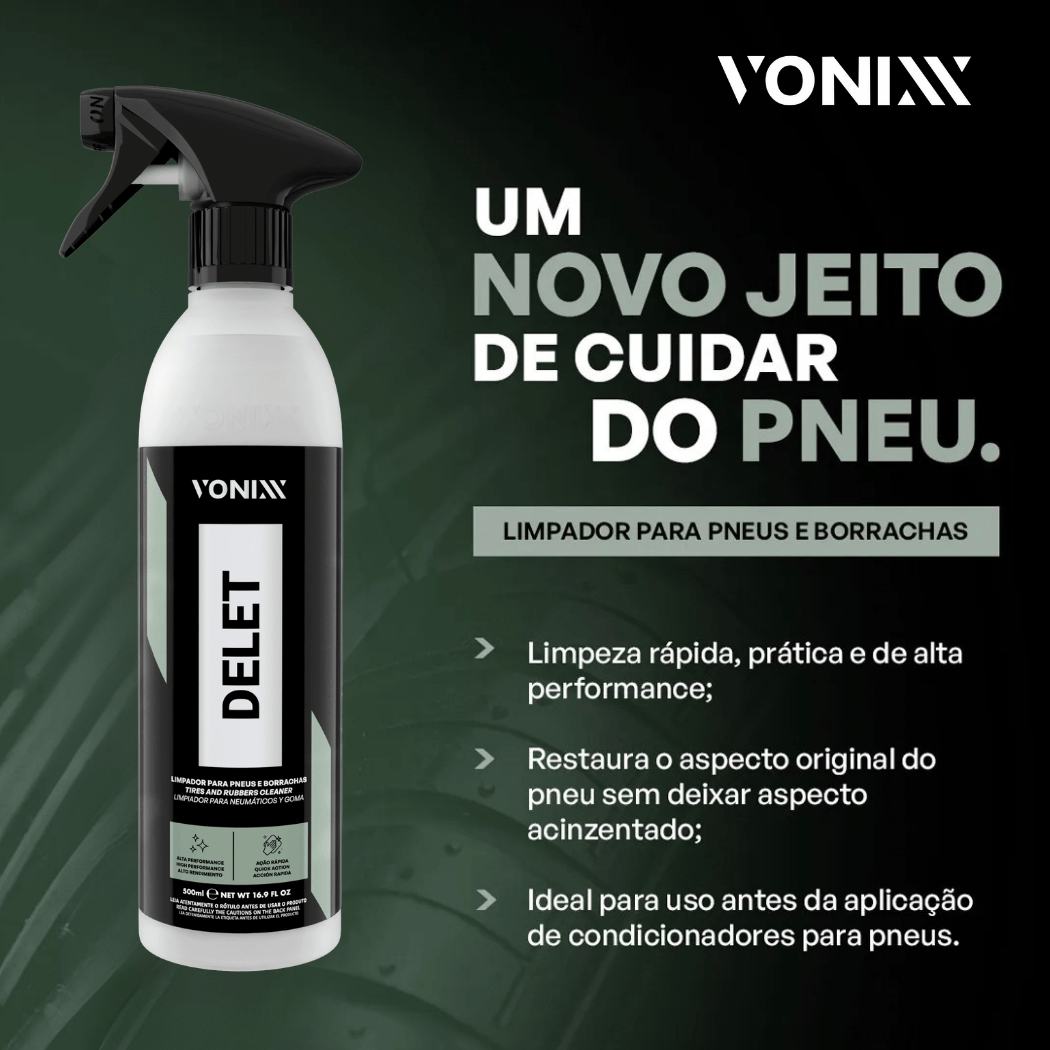 Delet 500ml  Limpa Pneu Borracha Plástico Limpador Spray - Imagem 2