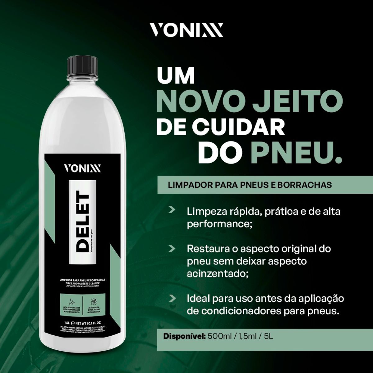 Delet 1,5L Limpa Pneu Borracha Plástico Limpador - Imagem 2