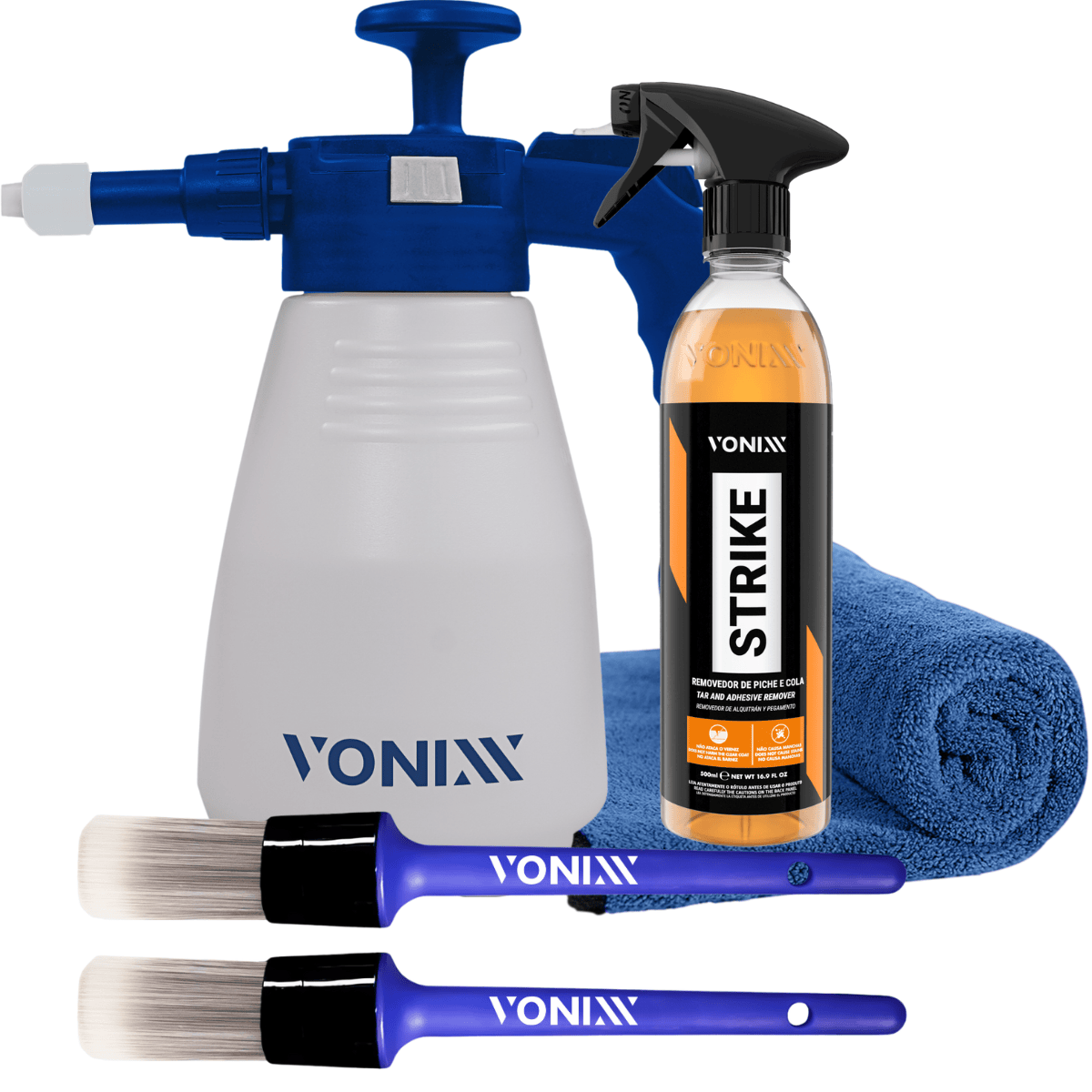 Kit Piche Cola AutoEsporte Strike Pulverizador Manual Pinceis Pano Microfibra